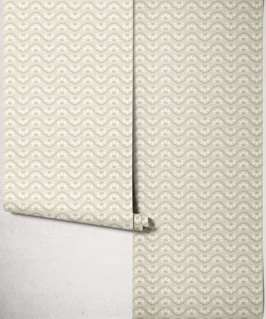 Rosette Wallpaper, Sage
