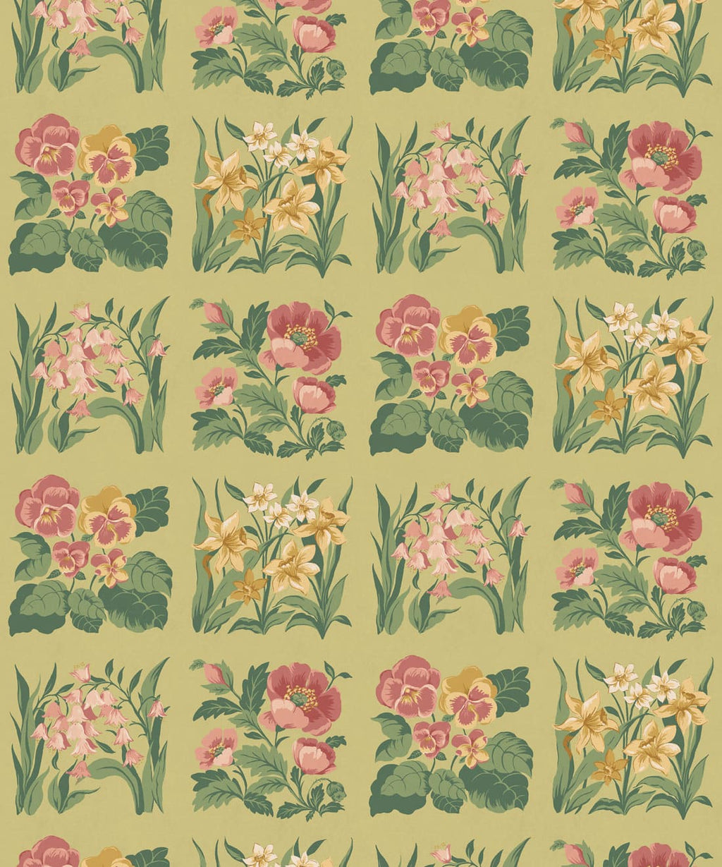 Flower Patch Wallpaper, Chartreuse