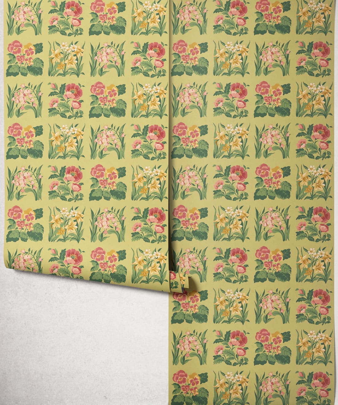 Flower Patch Wallpaper, Chartreuse