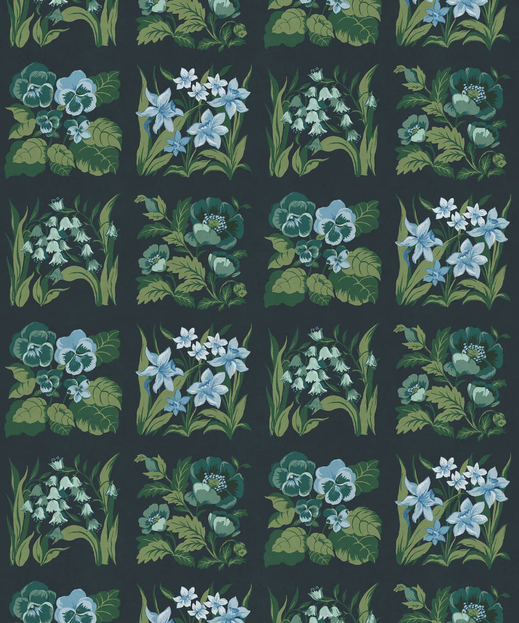Flower Patch Wallpaper, Teal