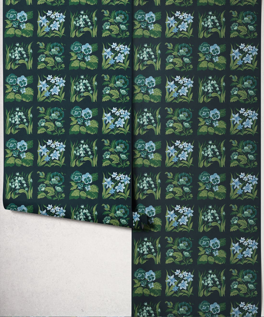 Flower Patch Wallpaper, Teal