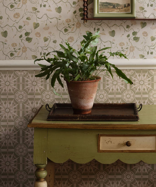 Papel tapiz Sundial, verde salvia