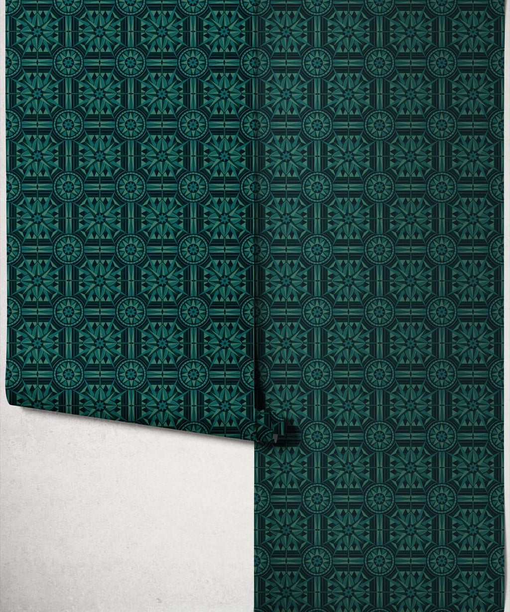Sundial Wallpaper, Teal