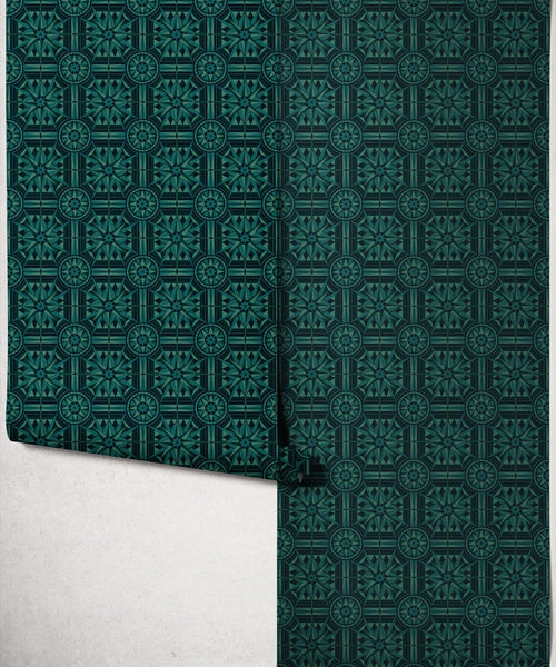 Papel tapiz Sundial, verde azulado