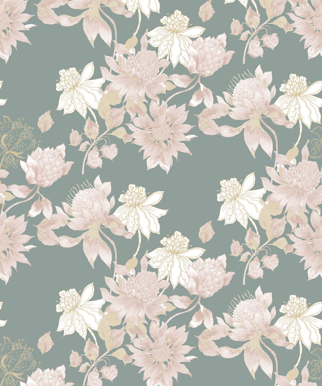 Protea Wallpaper, Olive Grove