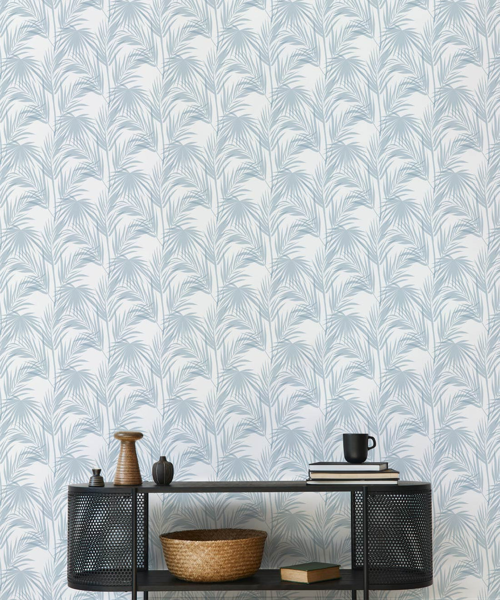 Daintree Palm Wallpaper, Powder Blue