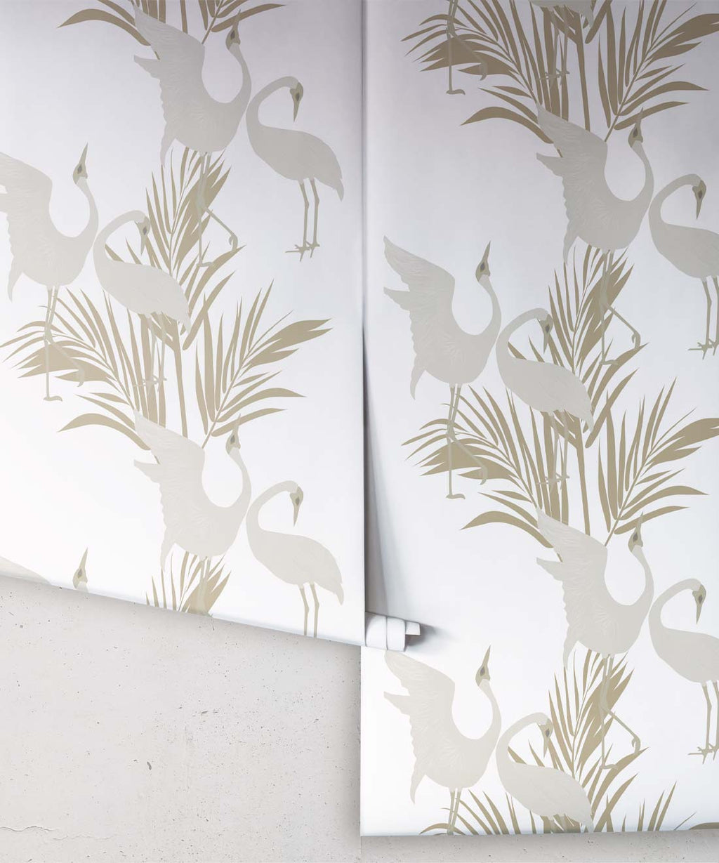 Dancing Brolgas Wallpaper, Brass
