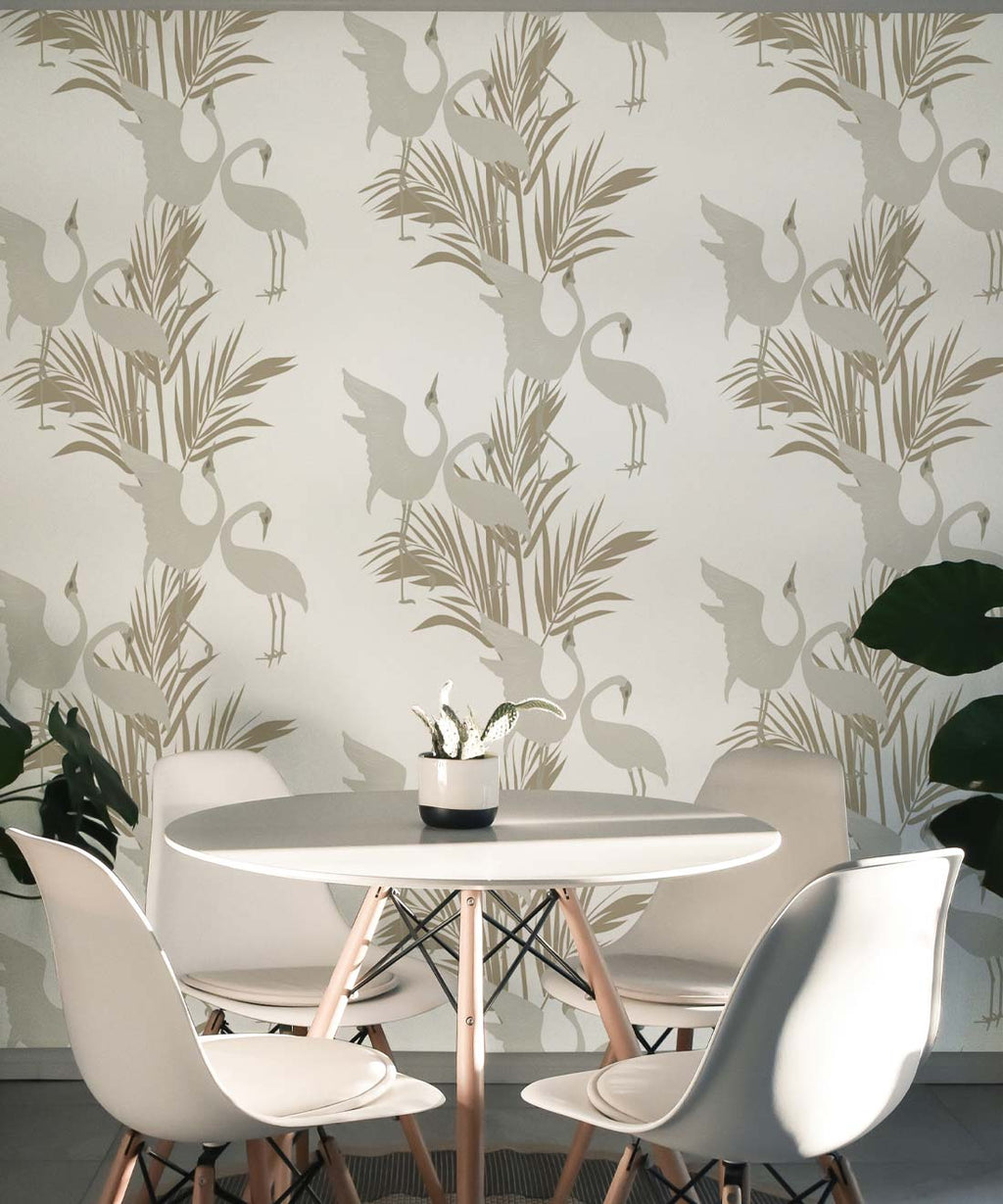 Dancing Brolgas Wallpaper, Brass