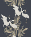 Dancing Brolgas Wallpaper, Indigo