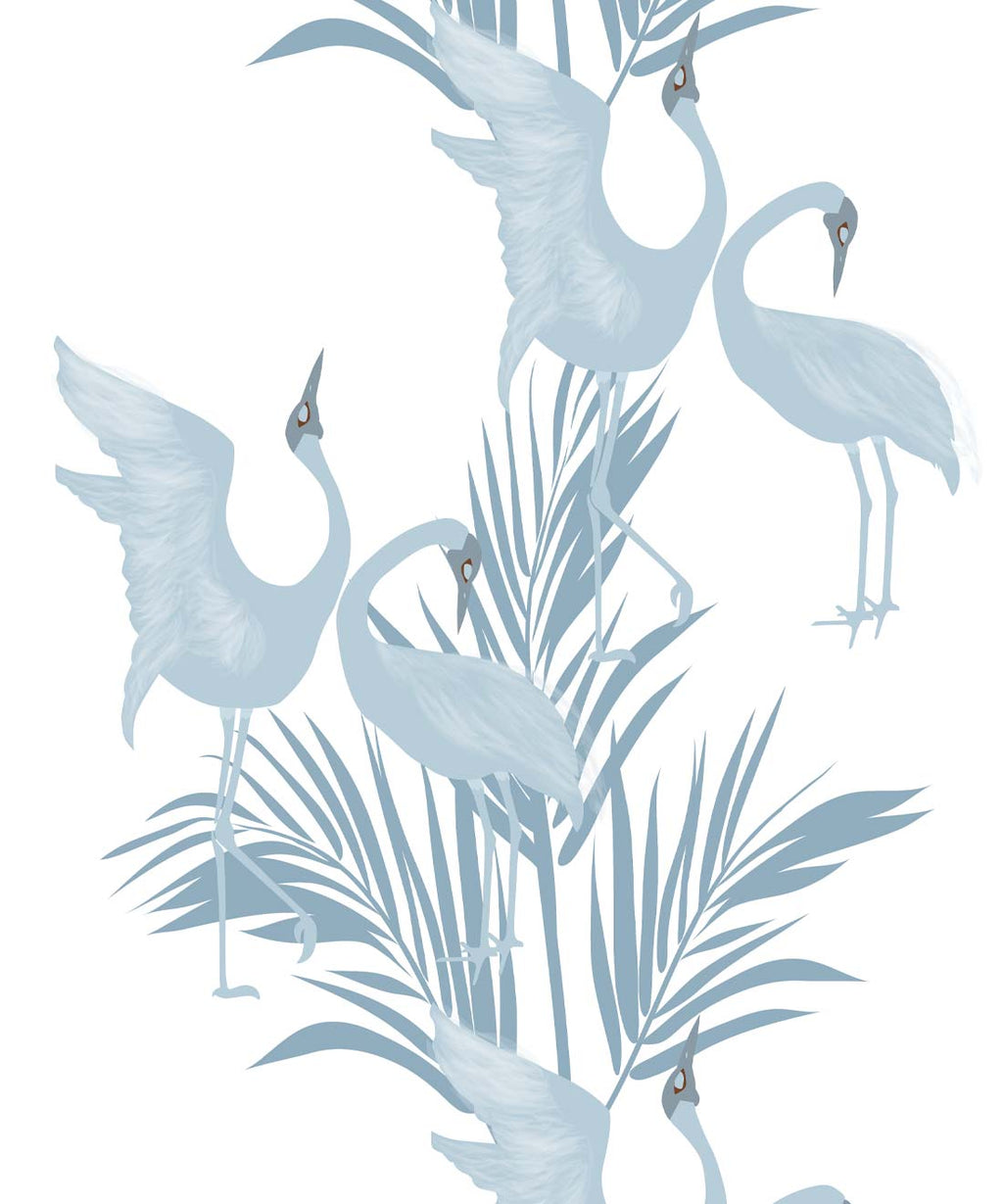 Dancing Brolgas Wallpaper, Powder Blue