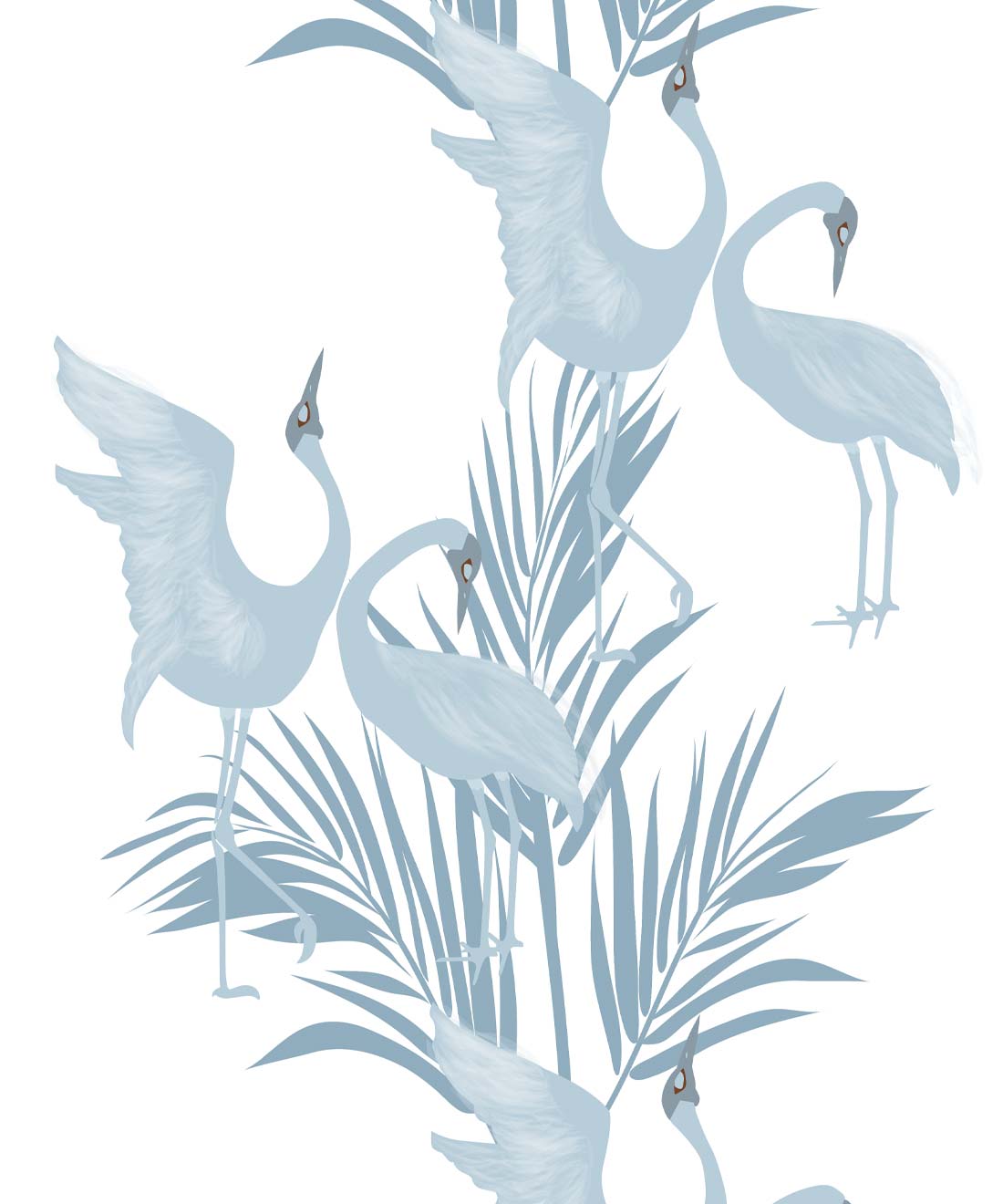 Dancing Brolgas Wallpaper, Powder Blue
