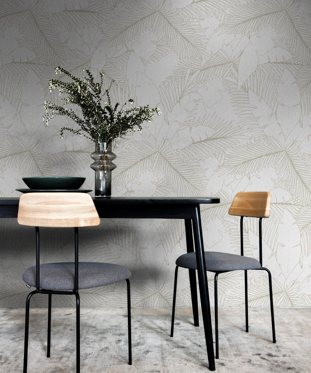 Art Deco Palm Wallpaper, Brass
