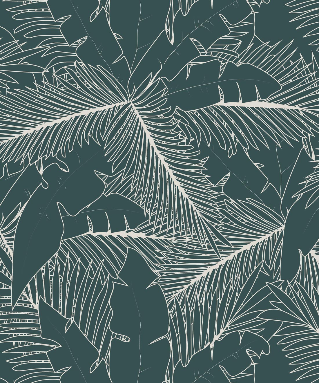 Art Deco Palm Wallpaper, Forest Green
