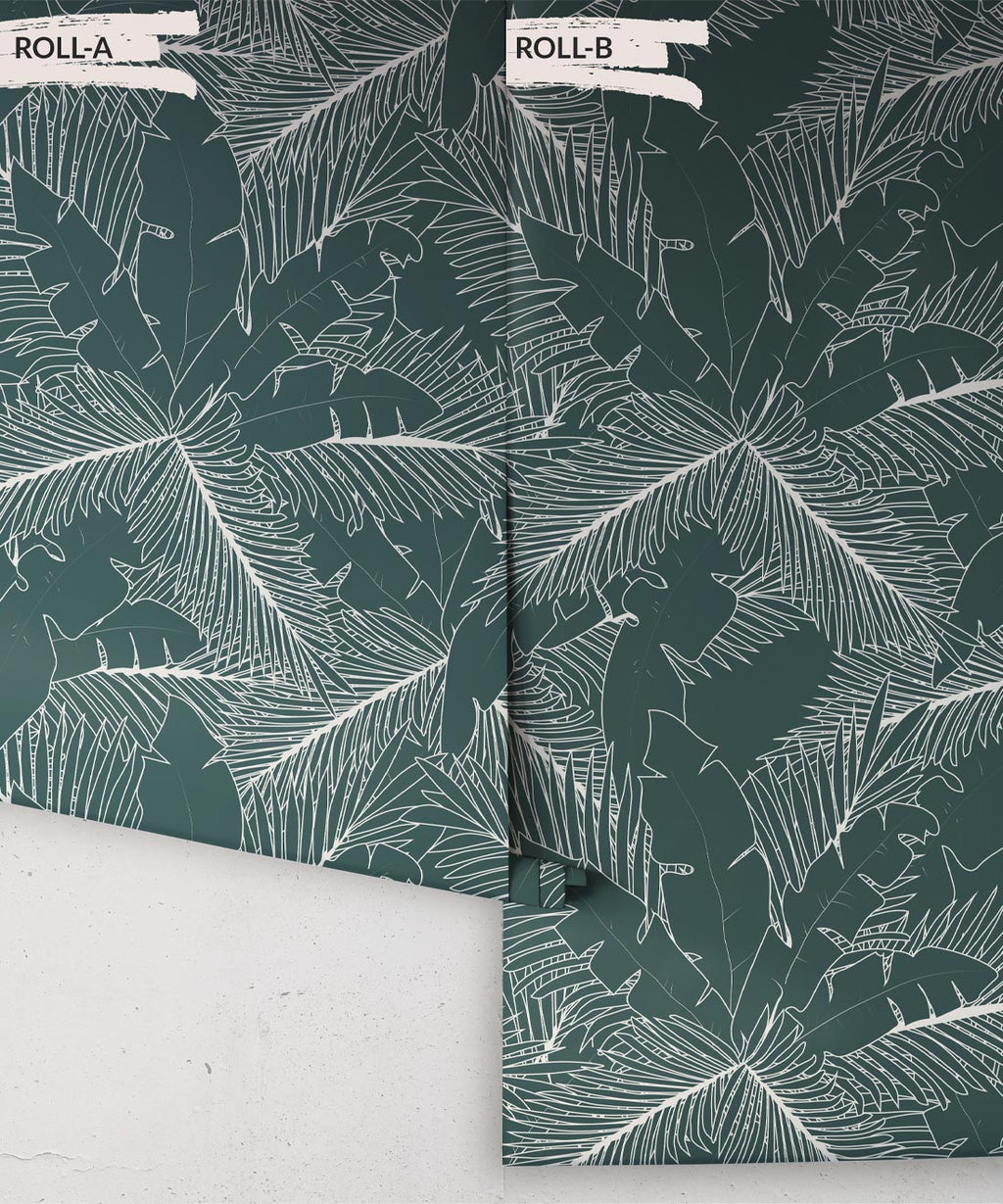 Art Deco Palm Wallpaper, Forest Green