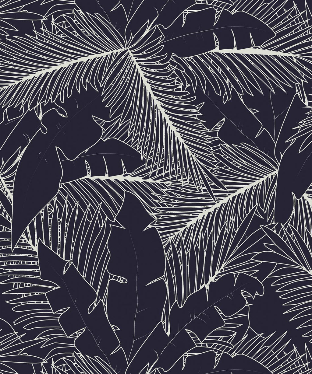 Art Deco Palm Wallpaper, Indigo