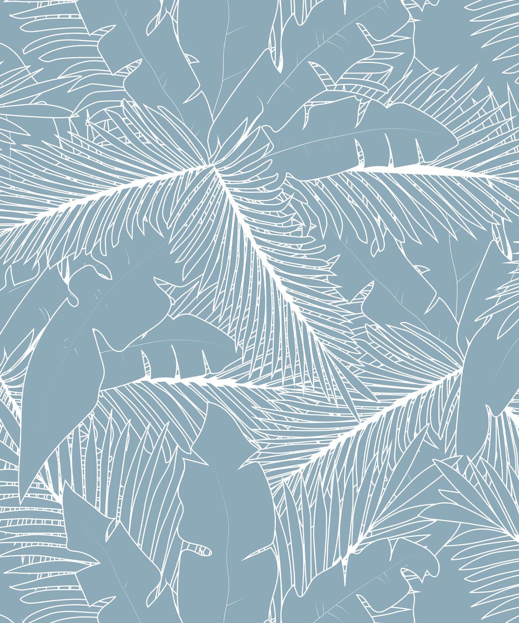 Art Deco Palm Wallpaper, Powder Blue