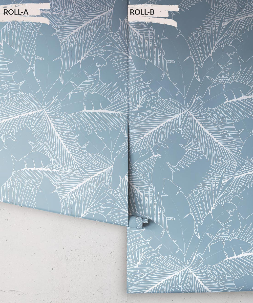 Art Deco Palm Wallpaper, Powder Blue