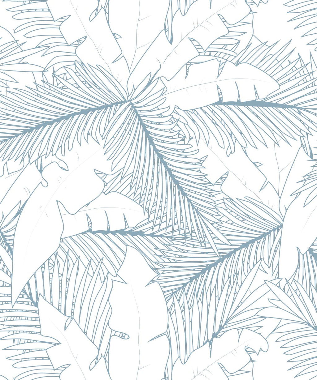 Art Deco Palm Wallpaper, Powder Blue Reverse