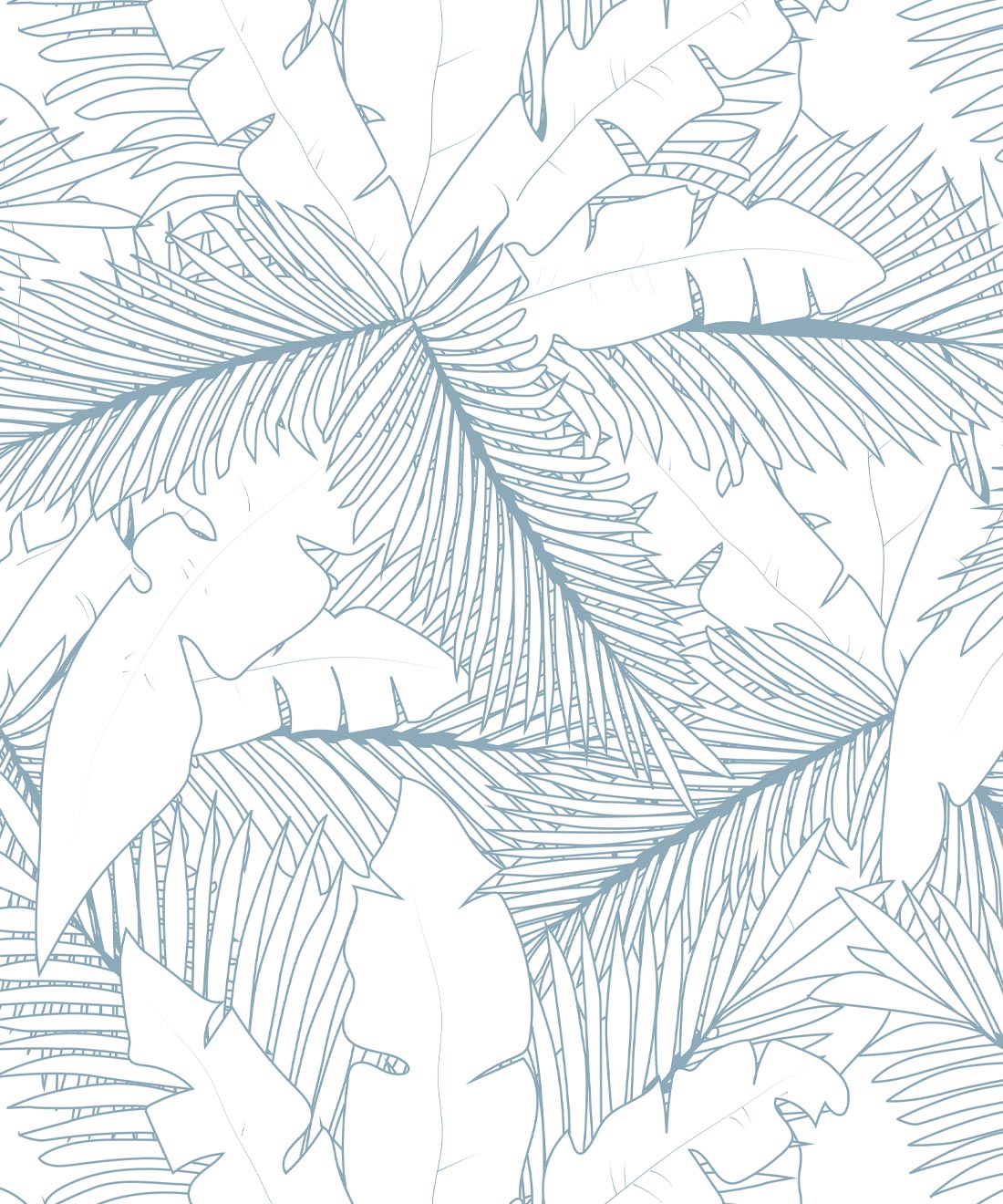 Art Deco Palm Wallpaper, Powder Blue Reverse