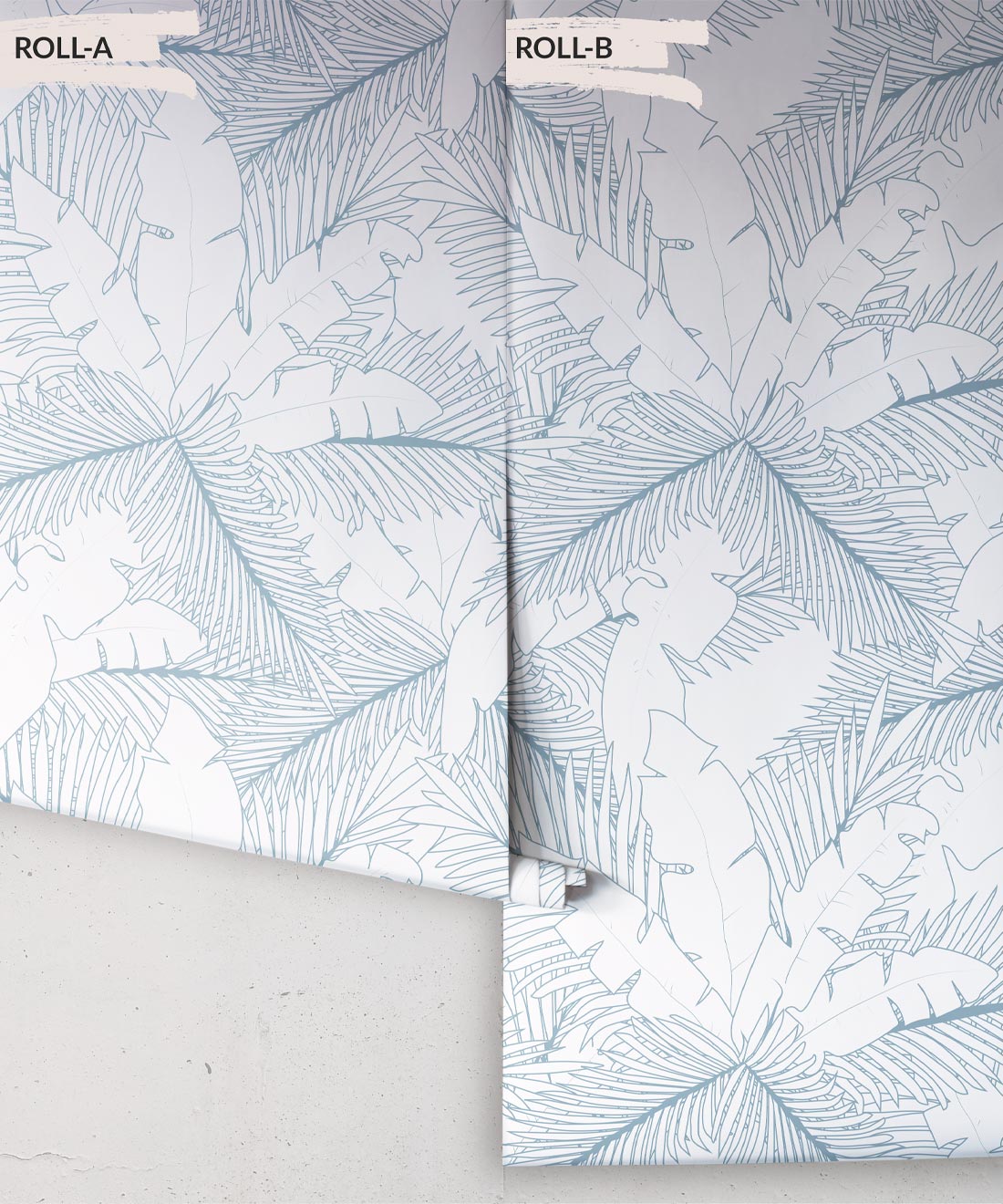 Art Deco Palm Wallpaper, Powder Blue Reverse