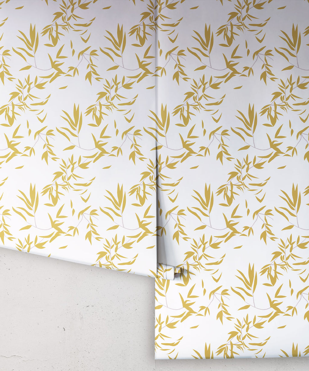 Bamboo Leaves Wallpaper, Antique Moss