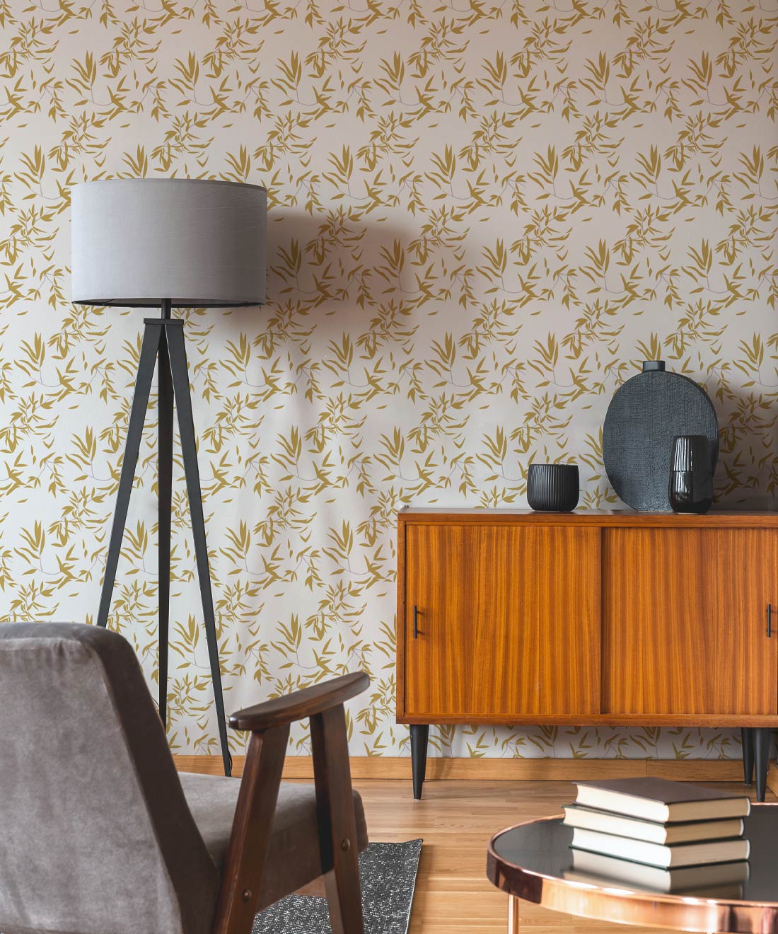 Bamboo Leaves Wallpaper, Antique Moss