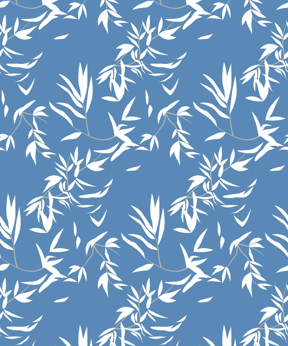 Bamboo Leaves Wallpaper, Classic Blue