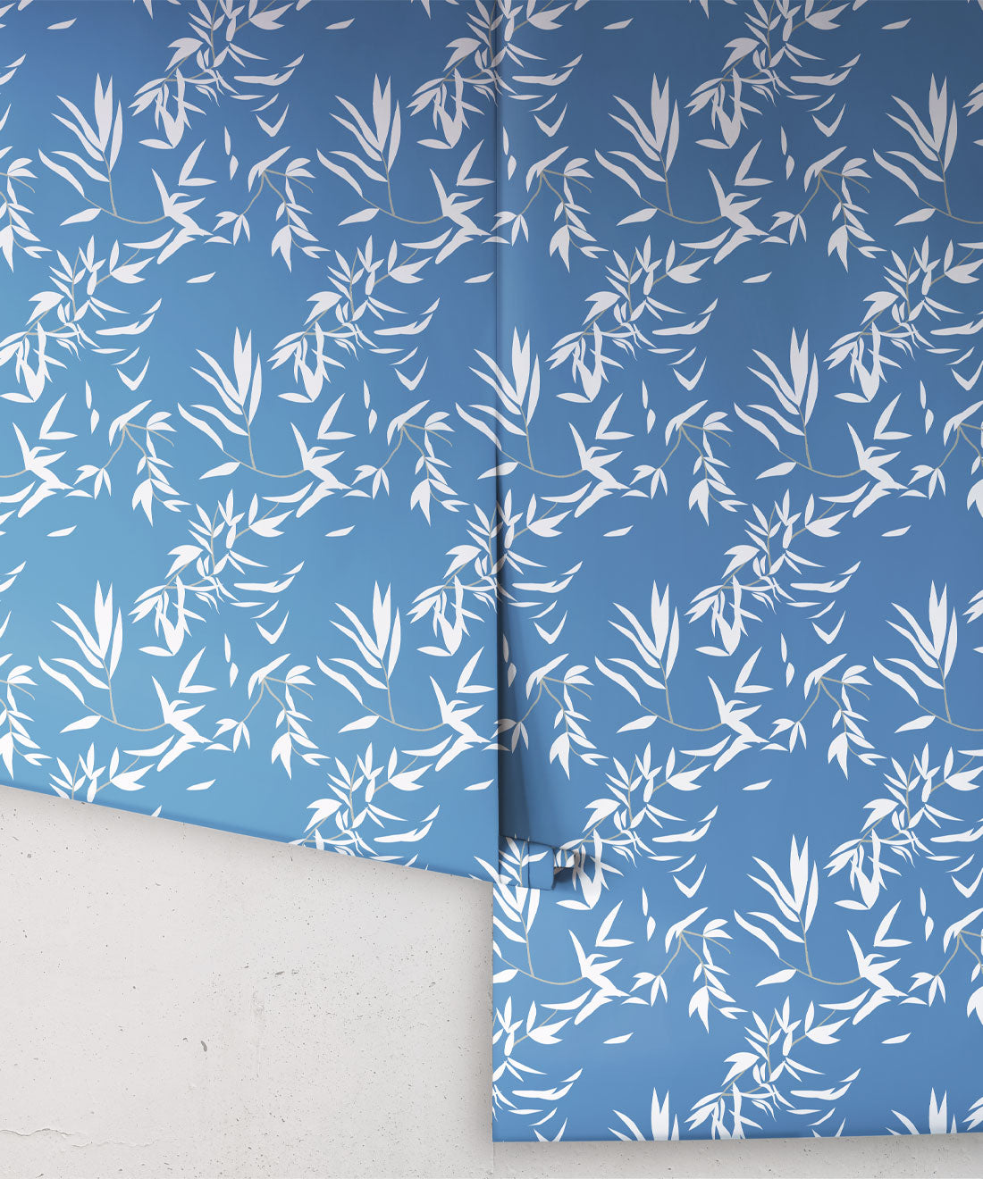 Bamboo Leaves Wallpaper, Classic Blue