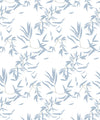 Bamboo Leaves Wallpaper, Dusty Blue