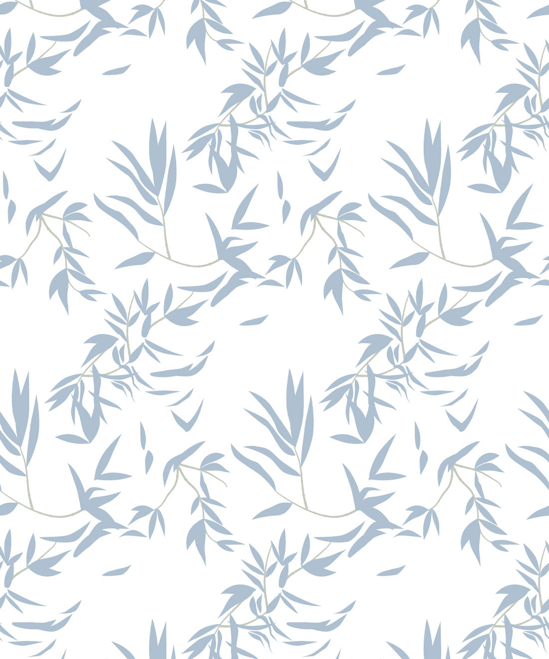 Bamboo Leaves Wallpaper, Dusty Blue