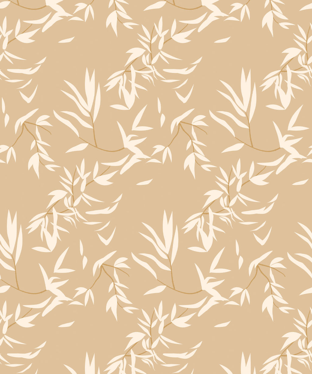 Bamboo Leaves Wallpaper, Honey Peach