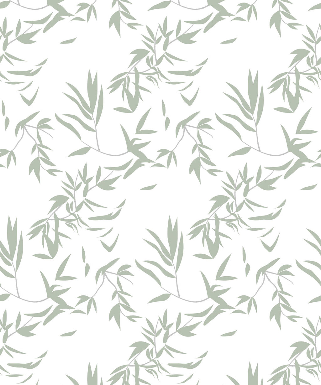 Bamboo Leaves Wallpaper, Seafoam