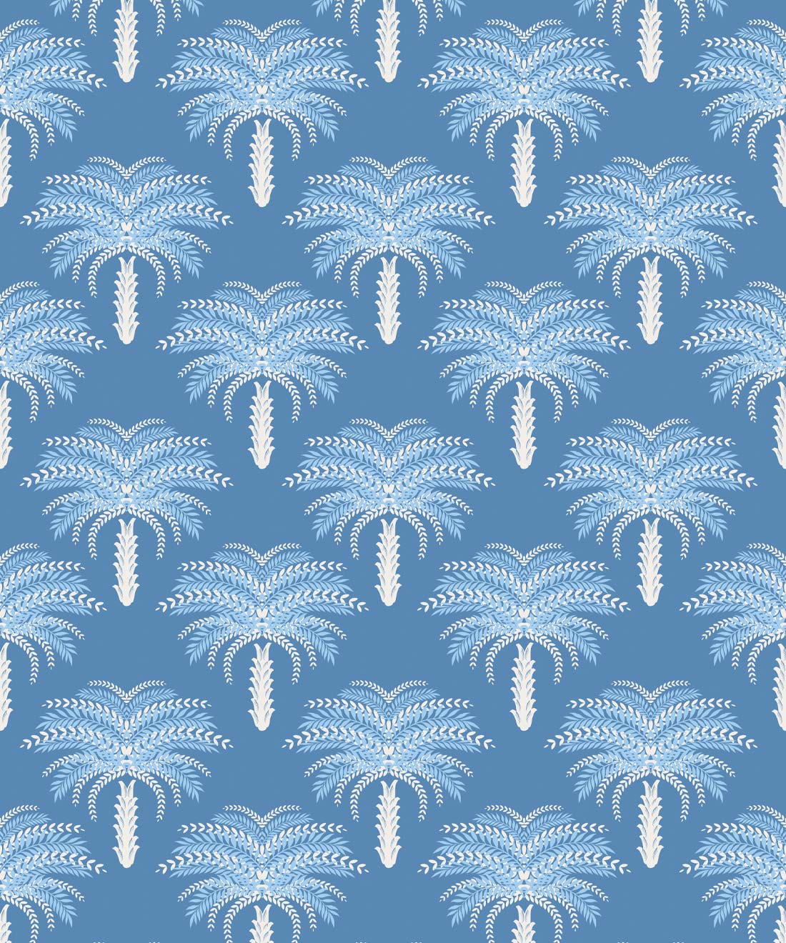 Desert Palm Wallpaper, Classic Blue