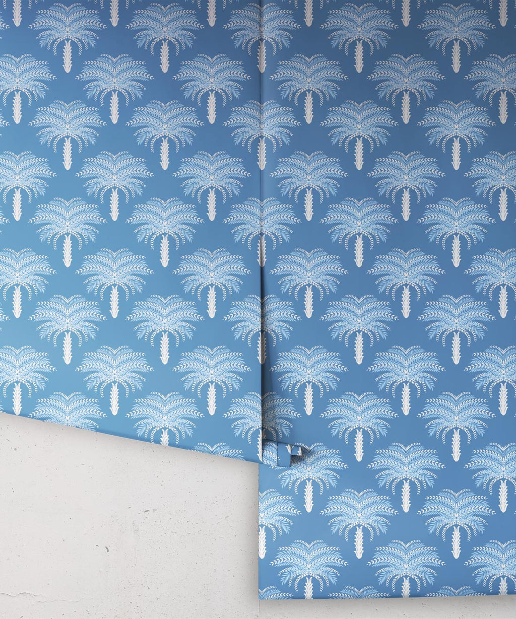 Desert Palm Wallpaper, Classic Blue