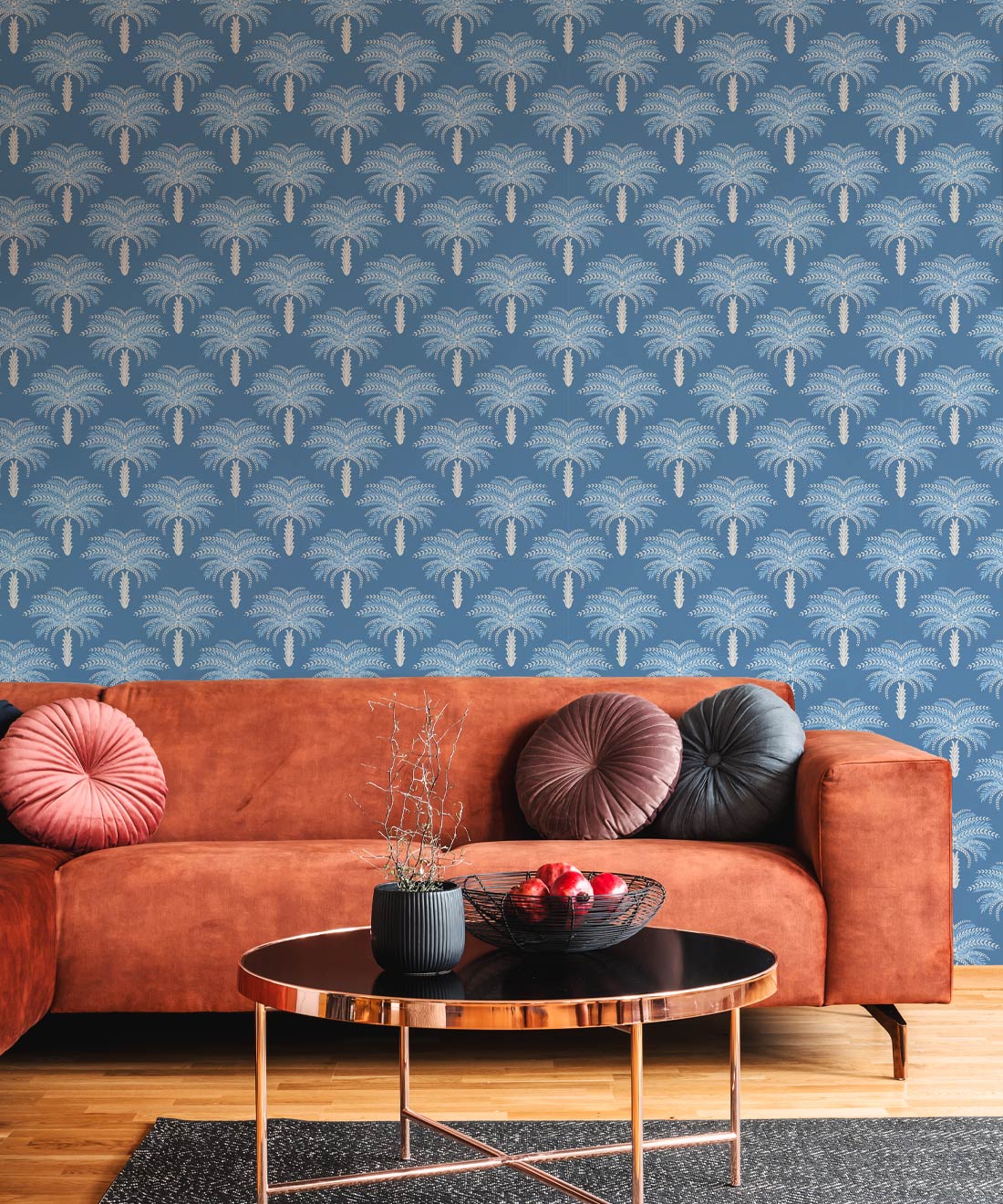 Desert Palm Wallpaper, Classic Blue