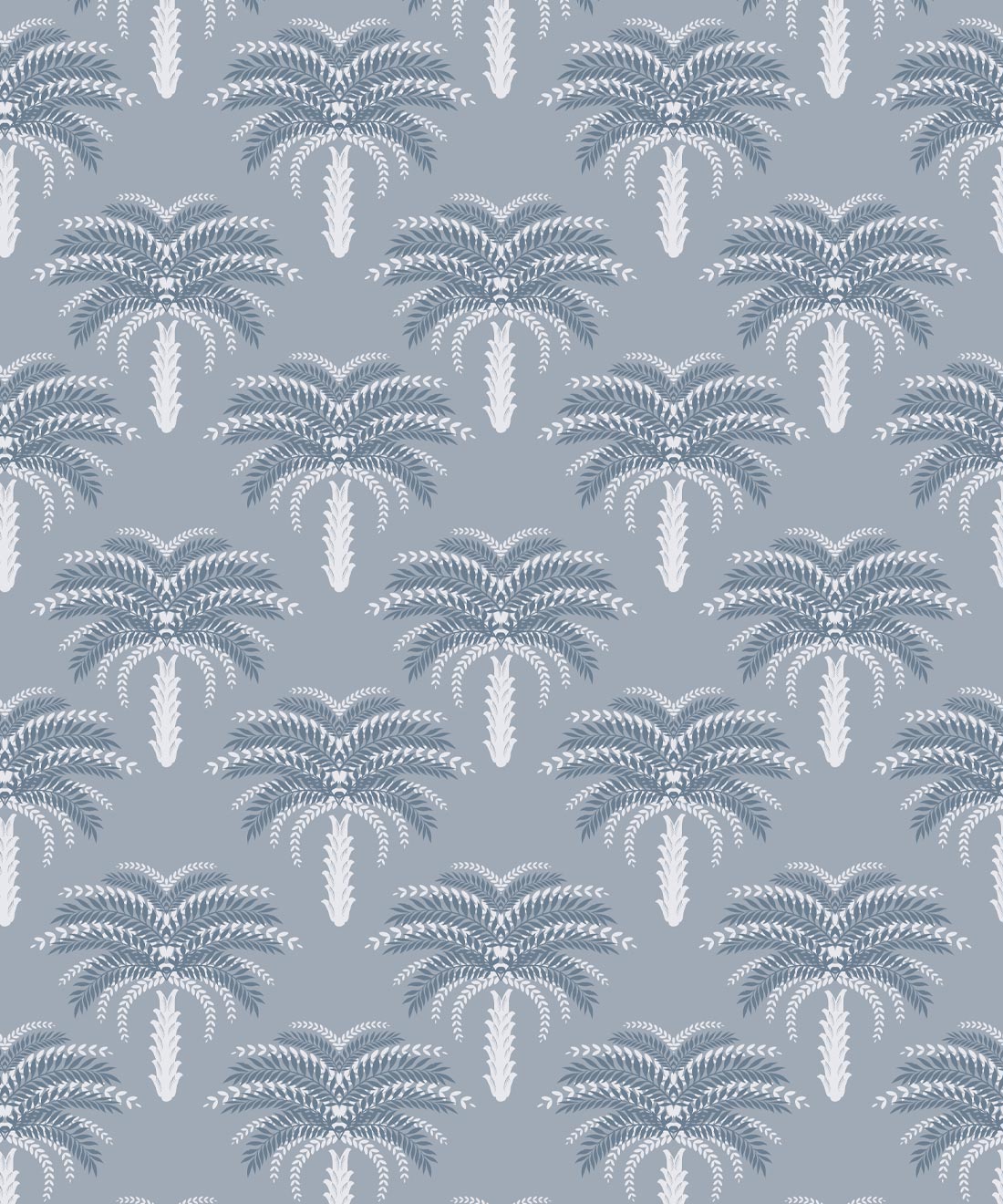 Desert Palm Wallpaper, Dusty Blue