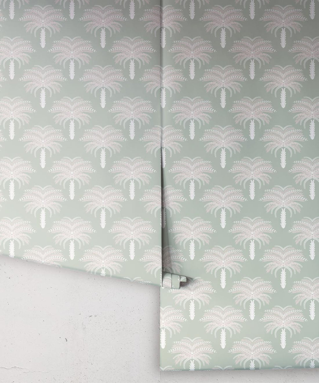 Desert Palm Wallpaper, Seafoam