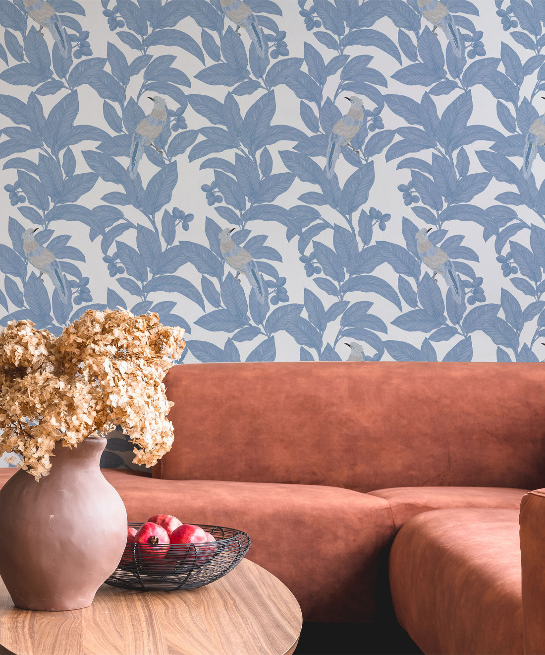 Pheasant Wallpaper, Classic Blue
