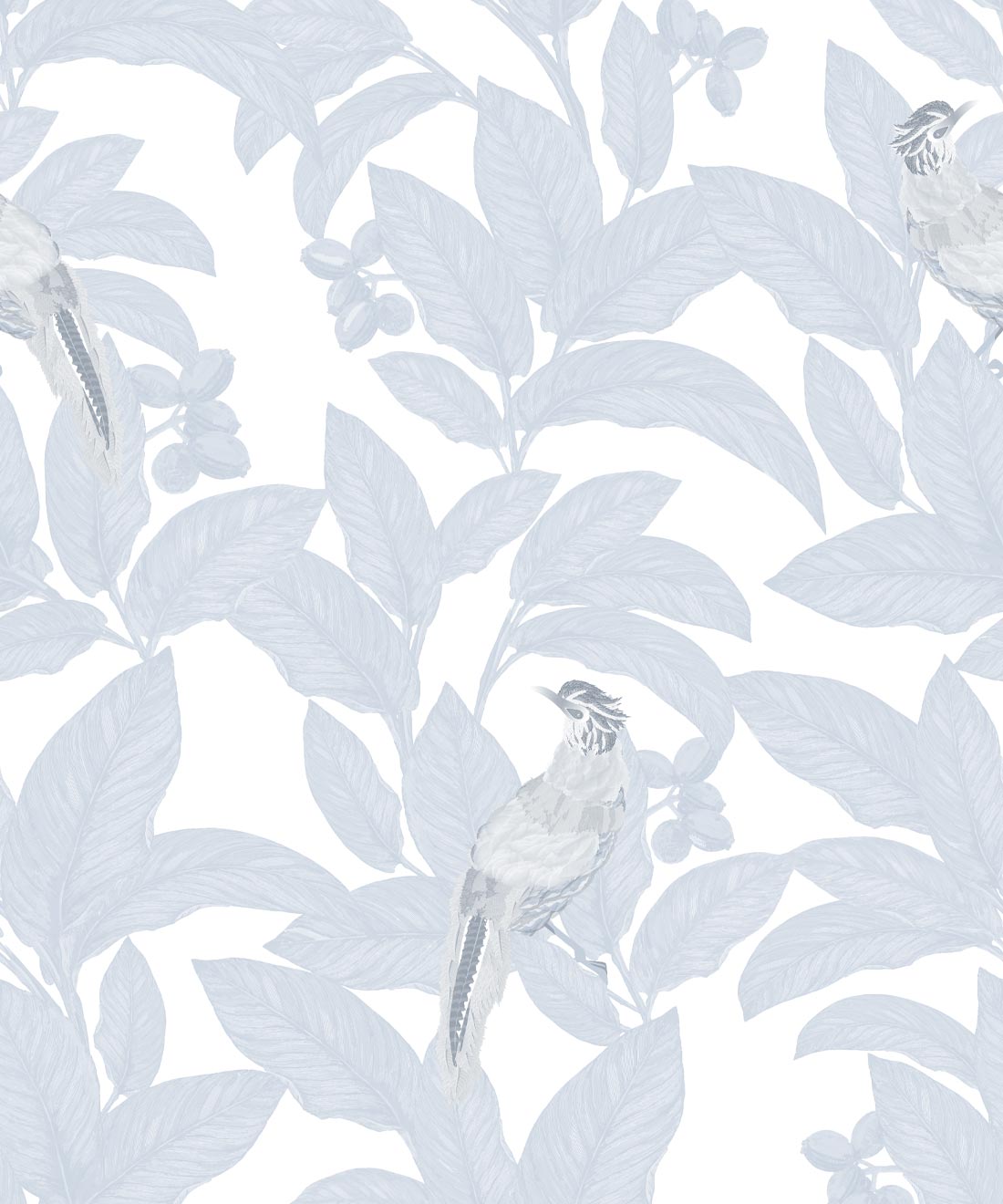 Pheasant Wallpaper, Dusty Blue