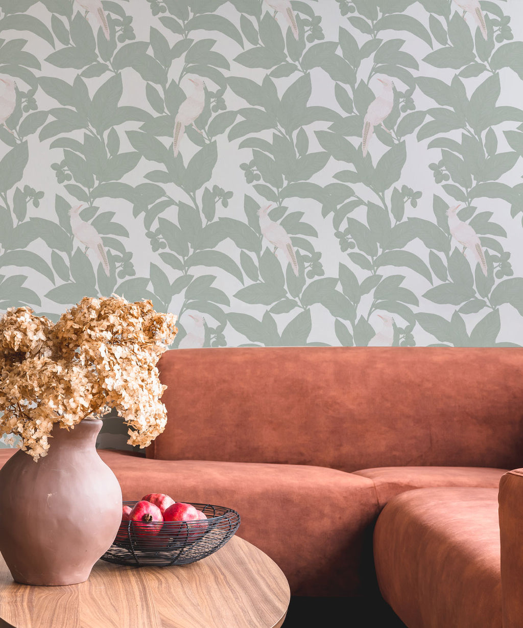 Pheasant Wallpaper, Seafoam