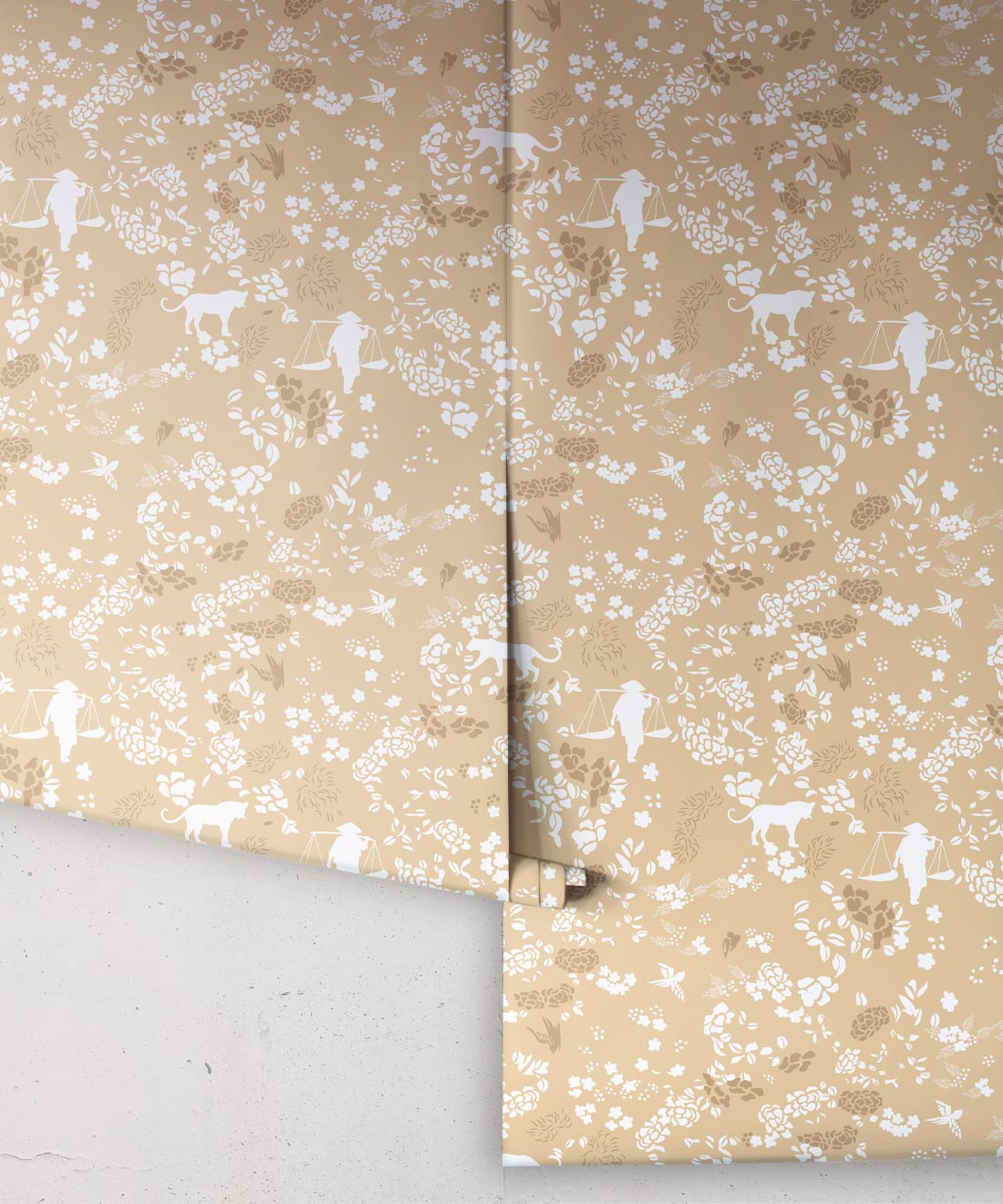 Vintage Floral Wallpaper, Honey Peach
