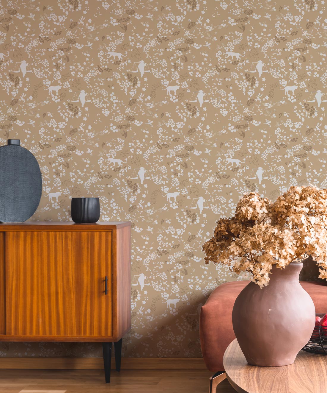 Vintage Floral Wallpaper, Honey Peach