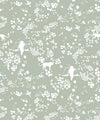 Vintage Floral Wallpaper, Seafoam