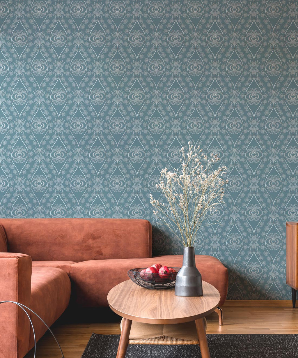 Palm Wallpaper, Bosco Blue