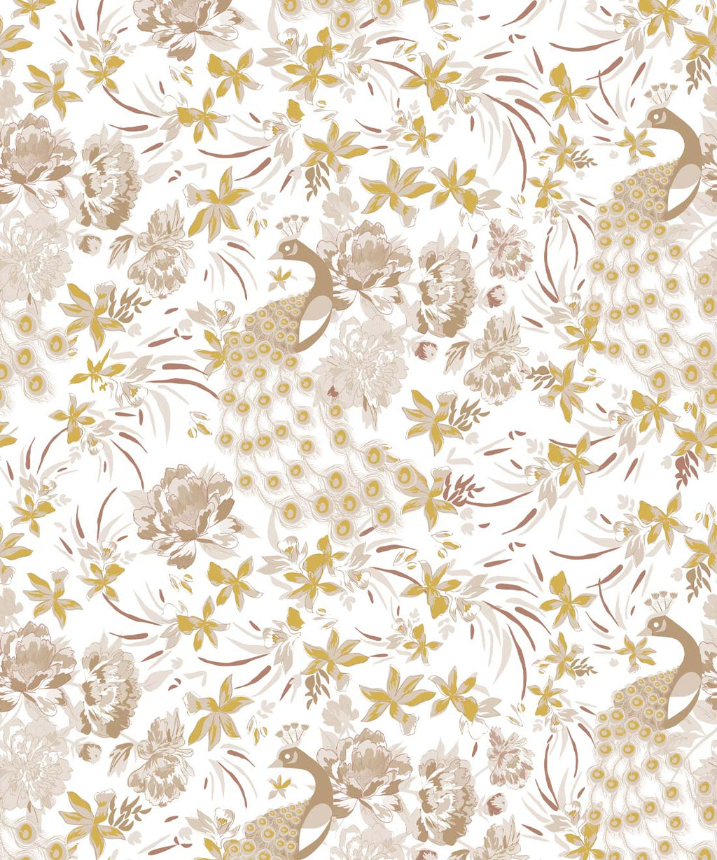 Peonies & Peacocks Wallpaper, Antique Moss