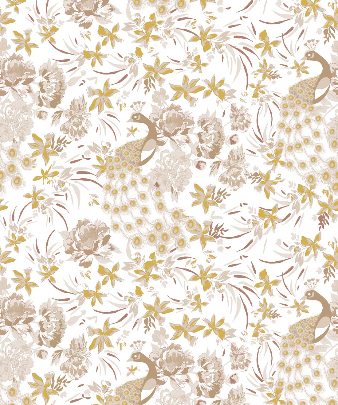 Peonies & Peacocks Wallpaper, Antique Moss