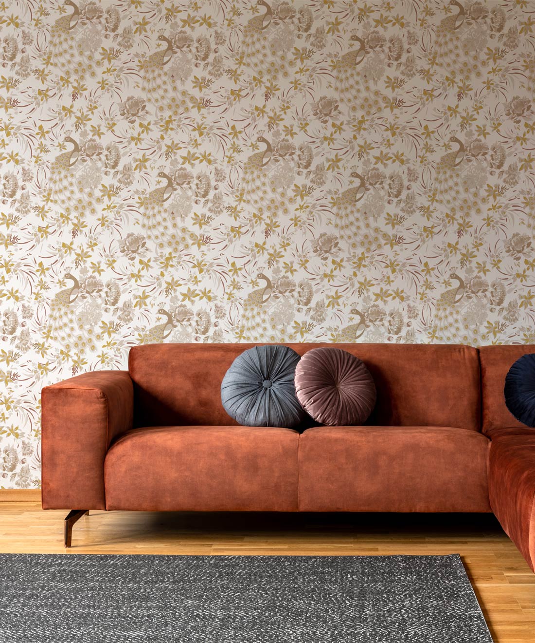 Peonies & Peacocks Wallpaper, Antique Moss