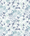 Peonies & Peacocks Wallpaper, Bosco Blue