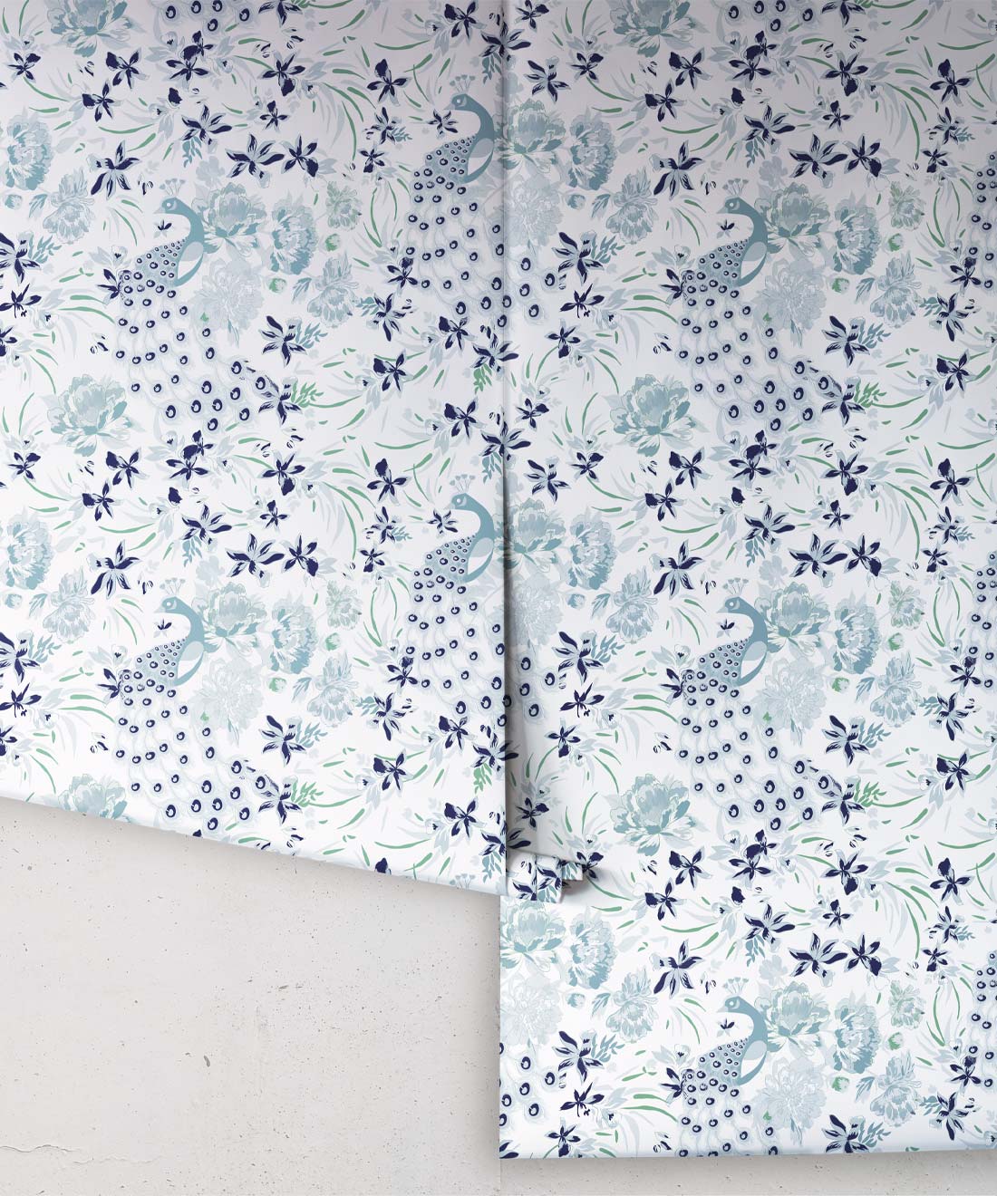 Peonies & Peacocks Wallpaper, Bosco Blue