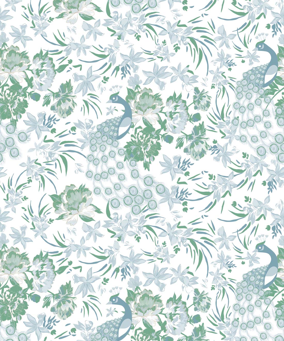 Peonies & Peacocks Wallpaper, Dynasty